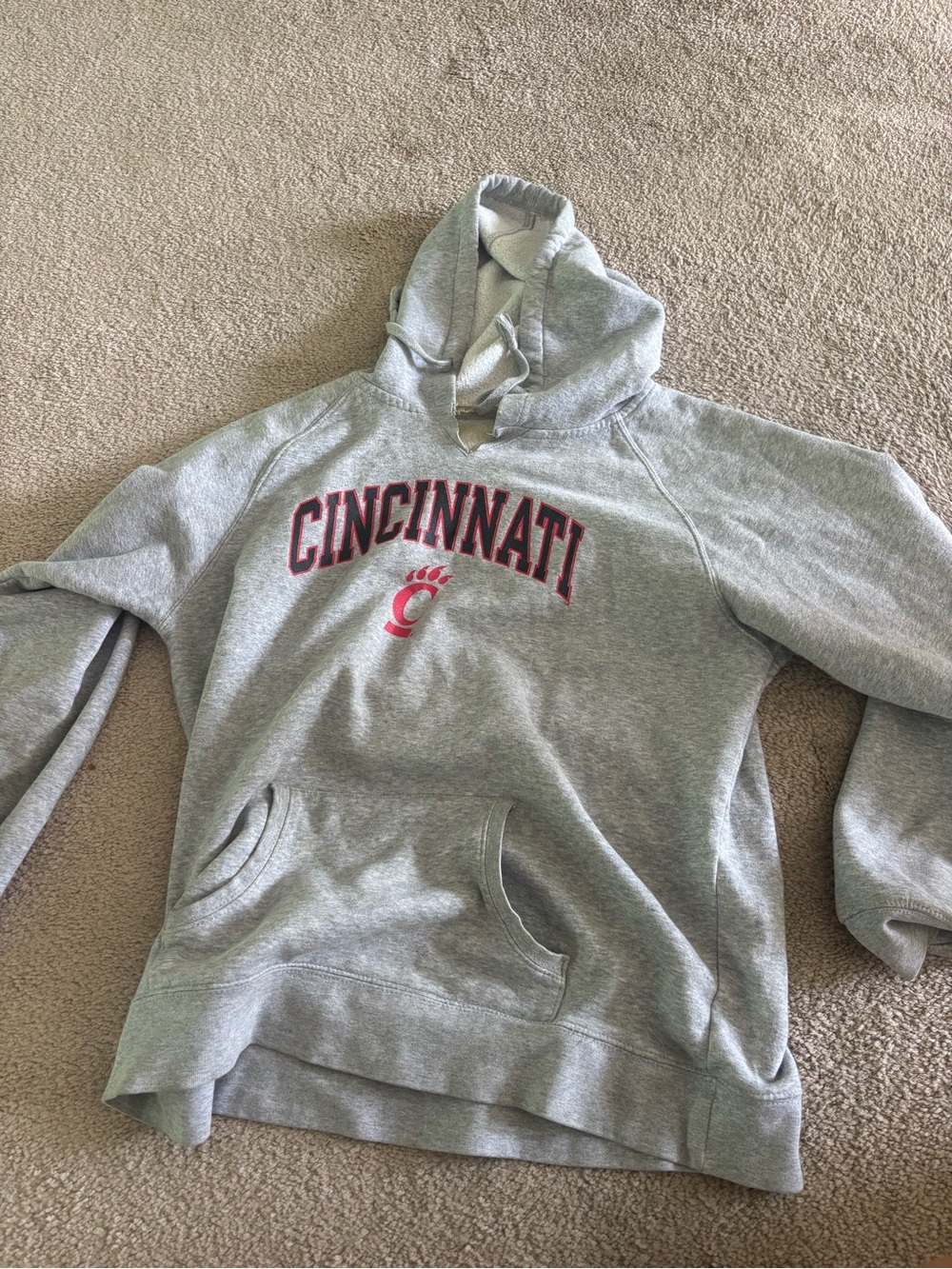 Champion Gray Cincinnati Hoodie with Red/Black Logo